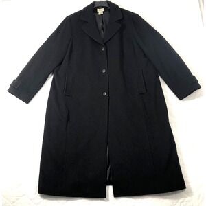 LL Bean Coat Women 3x Black Long Lambs Wool Overcoat Lined Thinsulate Insulation